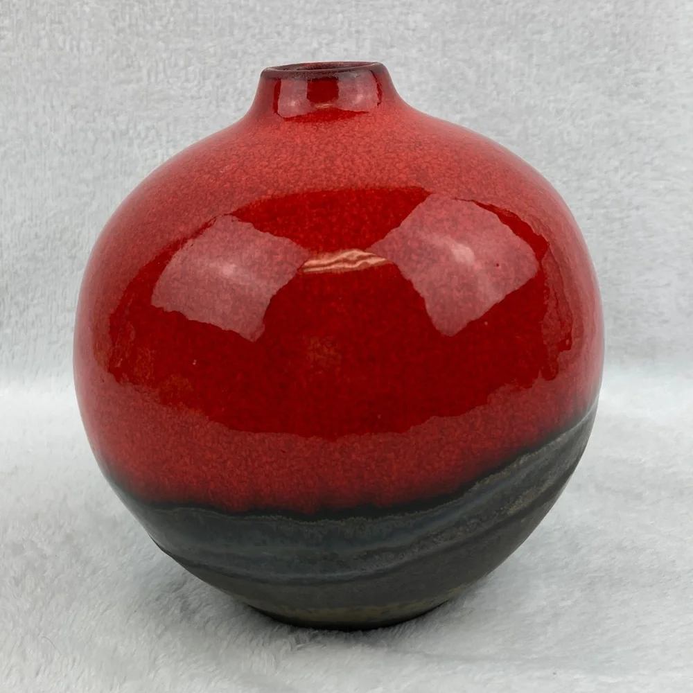 Crate & Barrel Small Red Reactive Vase 5.5”